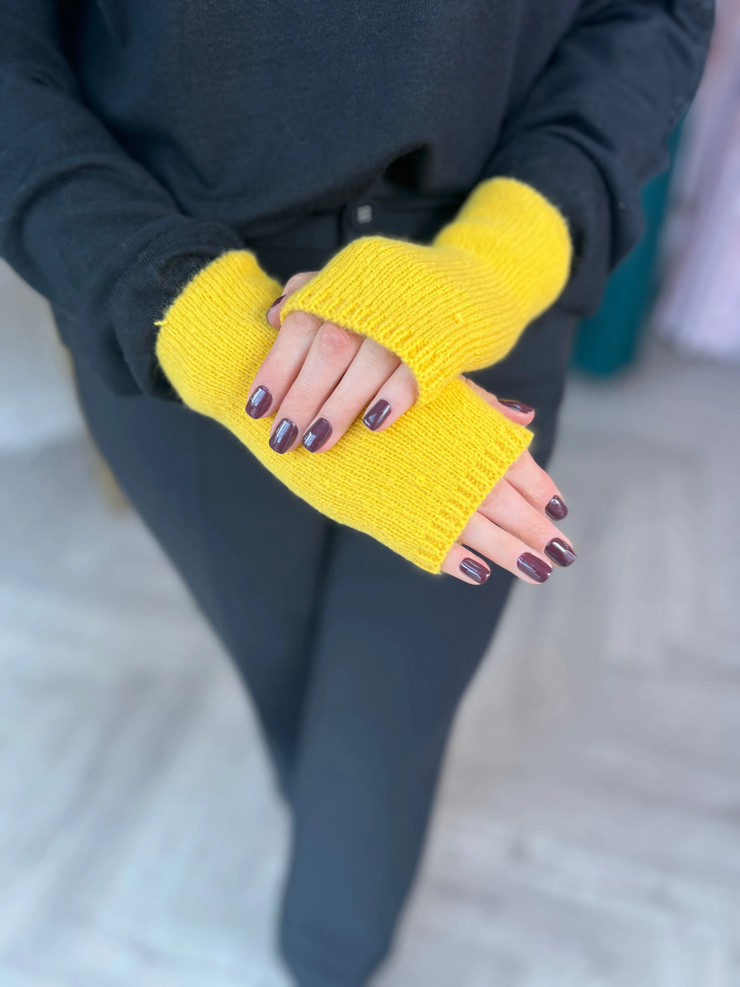 Yellow Fingerless Gloves